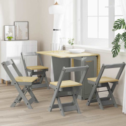 Cadeiras de jantar dobráveis 2 pcs corona pinho maciço cinzento