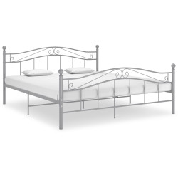 Estrutura de cama sem colchão 140x200 cm metal cinzento