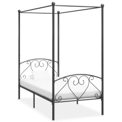 Estrutura de cama com dossel 100x200 cm metal cinzento