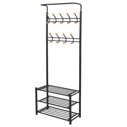 Suporte para roupas com sapateira 68x32x182,5 cm preto