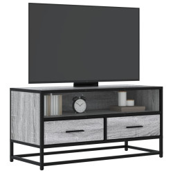 Móvel p/ TV 80x34,5x40 cm deriv. madeira/metal cinzento sonoma