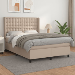 Cama com molas/colchão 140x190 cm couro artificial cappuccino