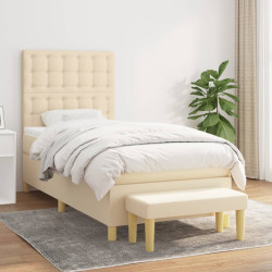 Cama com molas/colchão 90x200 cm tecido cor crème