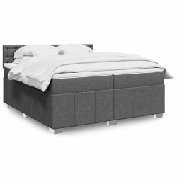 Cama com molas/colchão 200x200 cm tecido cinzento-escuro
