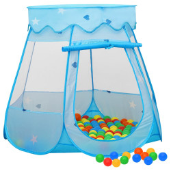 Tenda de brincar infantil com 250 bolas 102x102x82 cm azul