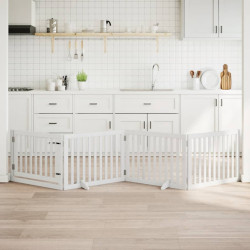 Portão p/ cães com porta dobrável 4 painéis 320 cm álamo branco