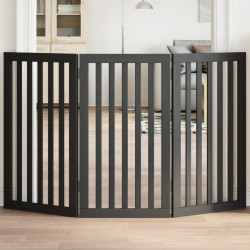Portão para cães dobrável 3 painéis 150 cm álamo preto