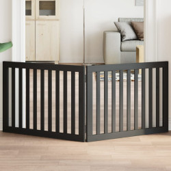 Portão p/ cães dobrável 2 painéis 160 cm madeira de álamo preto