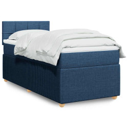 Cama com molas/colchão 80x200 cm tecido azul