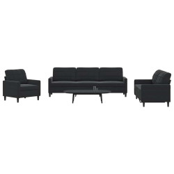 4 Pcs conjunto de sofás com almofadões veludo preto