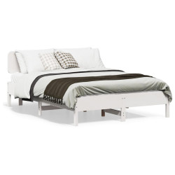 Cama sem colchão 135x190 cm madeira de pinho maciça branco