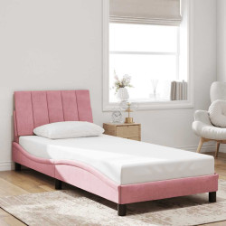Estrutura de cama sem colchão hanko 90x190 cm veludo rosa