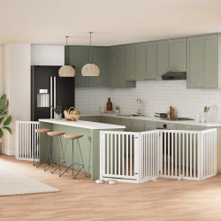 Portão p/ cães com porta dobrável 6 painéis 480 cm álamo branco