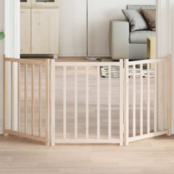 Portão p/ cães dobrável 3 painéis 150 cm madeira abeto maciça