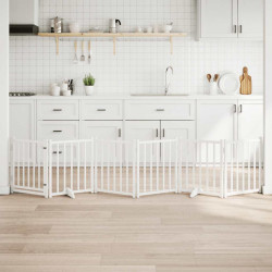 Portão p/ cães com porta dobrável 6 painéis 300 cm abeto branco