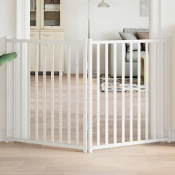 Portão p/ cães dobrável 2 painéis 160 cm abeto maciço branco