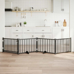 Portão p/ cães com porta dobrável 4 painéis 320 cm abeto preto