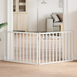 Portão para cães dobrável com 2 painéis, branco, 160 cm, madeira de álamo