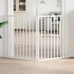 Portão para cães dobrável com 2 painéis, branco, 160 cm, madeira de álamo