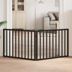 Portão para cães dobrável com 2 painéis, preto, 160 cm, madeira de álamo