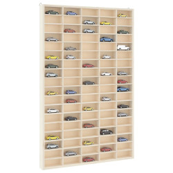 Vitrine de colecionador de madeira com 90 compartimentos 50,5x4,5x79cm