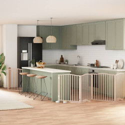 Portão para cães com porta dobrável 8 painéis 640 cm álamo