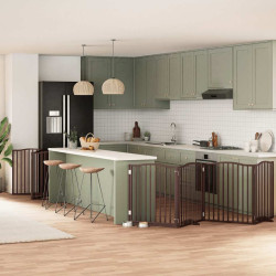Portão cães c/ porta dobrável 12 painéis 960 cm álamo castanho
