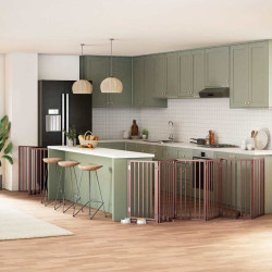 Portão p/ cães c/ porta dobrável 9 painéis 450cm álamo castanho