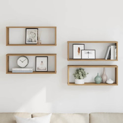 Prateleiras parede cubo 4 pcs deriv. madeira carvalho artisiano