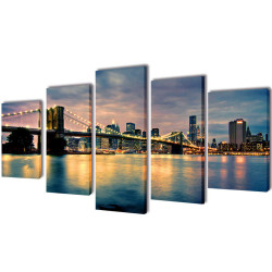 Políptico com impressão vista rio da ponte de brooklyn 200 x 100 cm