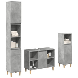 3 Pcs conj. móveis casa banho derivados madeira cinza cimento
