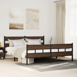 Estrutura cama sem colchão 193x203 cm metal carvalho castanho