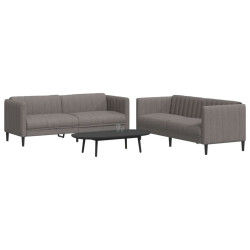 2 Pcs conjunto de sofás tecido cinzento-acastanhado