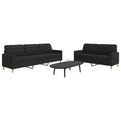 2 Pcs conjunto de sofás tecido preto