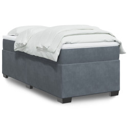 Cama com molas/colchão 100x200 cm veludo cinza-escuro