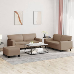 3 Pcs conjunto de sofás couro artificial cor cappuccino