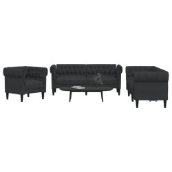 3 Pcs conjunto de sofás tecido preto
