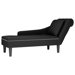 Chaise lounge c/ almofada/apoio de braços direito veludo preto