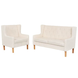 Conjunto de sofás 2 pcs tecido branco nata