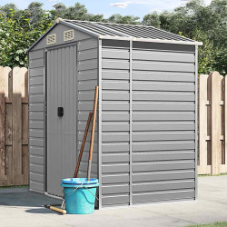 Abrigo de jardim 191x130x198 cm aço galvanizado cinzento-claro