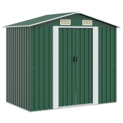 Abrigo de jardim metal verde 204x132x186 cm