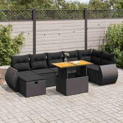5 Pcs conjunto sofás de jardim com almofadões acácia e vime PE