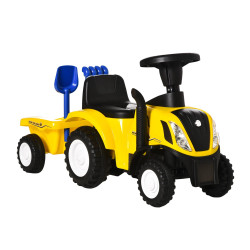 Trator para Crianças de 12-36 Meses com Reboque Removível Carro Andador com Buzina Farol Pá e Ancinho Carga 25kg 91x29x44cm Amar