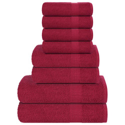 8 Pcs conjunto de toalhas frogn 360 g/m² bordô