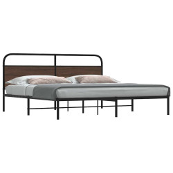 Estrutura cama sem colchão 183x213 cm metal carvalho castanho