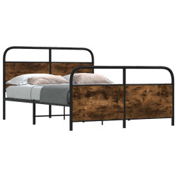 Estrutura de cama sem colchão 137x190 cm metal carvalho fumado