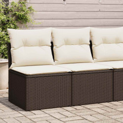 2 Pcs conj. sofás jardim c/ almofadões vime PE/acácia castanho