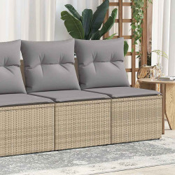 2 Pcs conj. sofás p/ jardim c/ almofadões vime PE/acácia bege