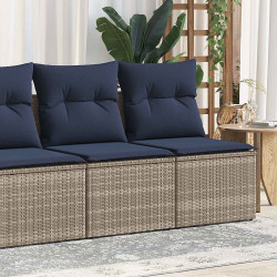 2 Pcs conjunto sofás jardim almofadões vime PE/acácia cinzento