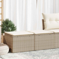 2 Pcs conj. sofás p/ jardim c/ almofadões vime PE/acácia bege